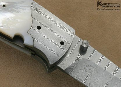 Lloyd McConnell Custom Knives Mother of Pearl & Damascus Left Hand Opening Liner Lock - Image 5