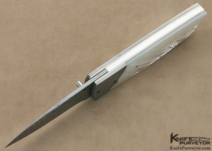 Lloyd McConnell Custom Knives Mother of Pearl & Damascus Left Hand Opening Liner Lock - Image 6