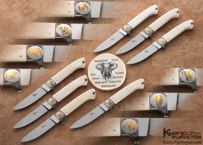 Lloyd Pendelton Custom Knives Lisa Tomlin Engraved "The Magnificent Seven" Pre-ban Elephant Ivory Hunters