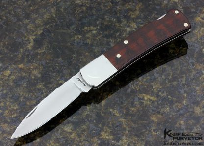 Lou Hegedus Custom Knife Sole Authorship Damascus and Wood Lockback