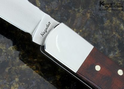 Lou Hegedus Custom Knife Sole Authorship Damascus and Wood Lockback - Image 2