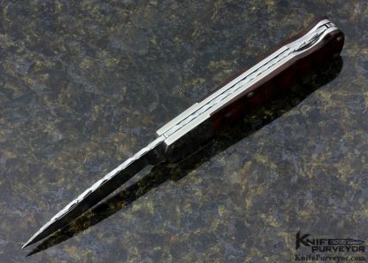 Lou Hegedus Custom Knife Sole Authorship Damascus and Wood Lockback - Image 4