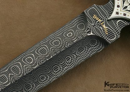 Don Lozier's Custom Knife: Jewel Encrusted, Damascus Dagger Engraved by Julie Warenski & Scrimshawed by Roni Dietrich - Image 2