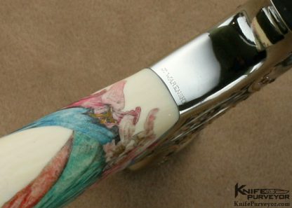 Don Lozier's Custom Knife: Jewel Encrusted, Damascus Dagger Engraved by Julie Warenski & Scrimshawed by Roni Dietrich - Image 8