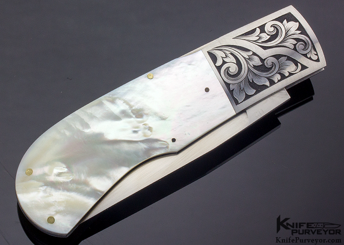 Steve Hoel Custom Knife Mother of Pearl Midlock Lynton McKenzie Engraved - Image 3