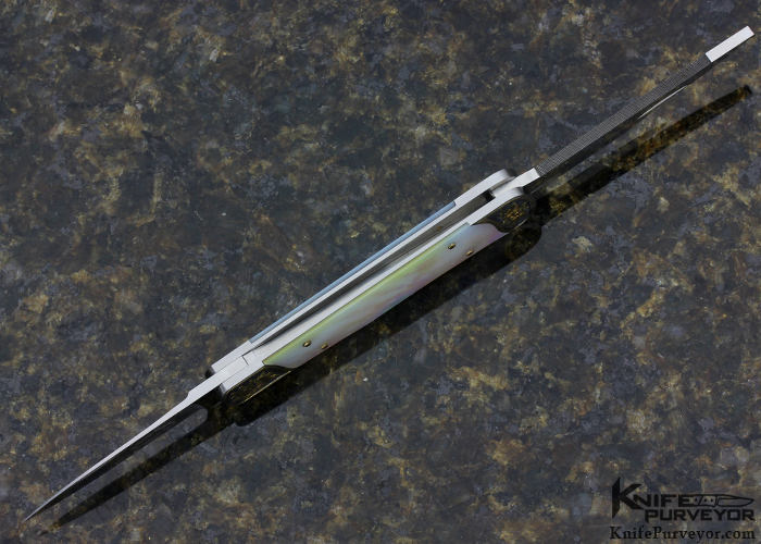 C. Gray Taylor Custom Knife Mother of Pearl Lobster Pattern Pocket Knife Engraved by Lynton McKenzie with 24Kt Gold Inlays 15741