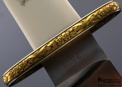 D.E. Henry Custom Knife Mammoth Ivory Bowie Scrimshawed by Buster Warenski and Engraved by Lynton McKenzie - Image 9
