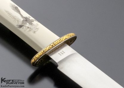 D.E. Henry Custom Knife Mammoth Ivory Bowie Scrimshawed by Buster Warenski and Engraved by Lynton McKenzie - Image 4