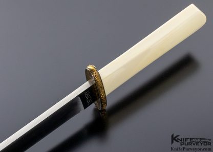 D.E. Henry Custom Knife Mammoth Ivory Bowie Scrimshawed by Buster Warenski and Engraved by Lynton McKenzie - Image 6