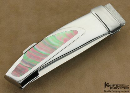 Marcello Garau Custom Knife  Black Lip Tahitian Pearl Shell Semi-Interframe "Flying Saucer" Lockback - Image 4