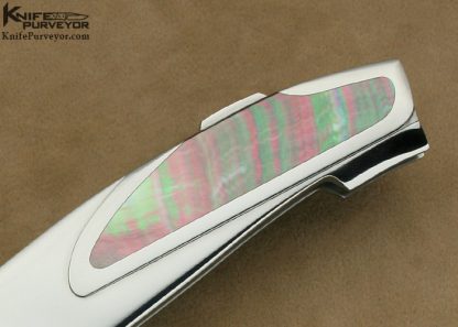 Marcello Garau Custom Knife  Black Lip Tahitian Pearl Shell Semi-Interframe "Flying Saucer" Lockback - Image 3