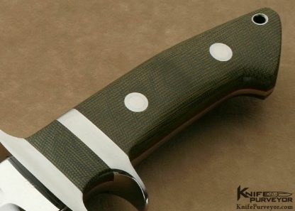 Marcus Lin Custom Knife Bob Loveless Style Green Canvas Micarta Big Bear - Image 3