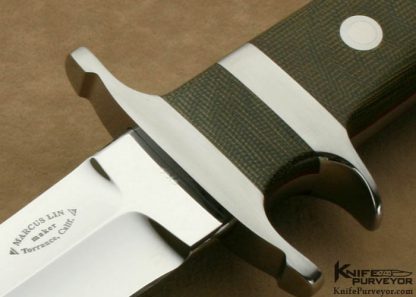 Marcus Lin Custom Knife Bob Loveless Style Green Canvas Micarta Big Bear - Image 2
