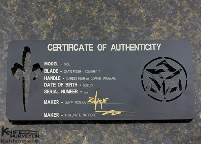 Microtech Marfione Custom Knife Custom Sigil Carbon Fiber with Copper - Image 8