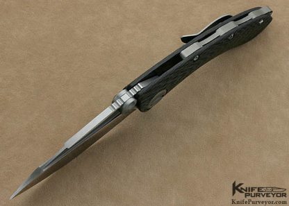 Marfione Custom Knife Carbon Fiber "Whale Shark" Flipper with Stone Wash Finished 154CM Blade - Image 5