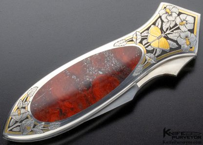 Scott Sawby Custom Knife Mary Ellen Jasper Self Lock Engraved by Marian Sawby - Image 6