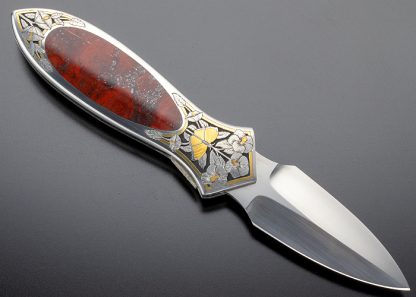 Scott Sawby Custom Knife Mary Ellen Jasper Self Lock Engraved by Marian Sawby - Image 3
