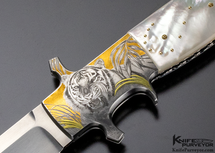 Fabrizio Silvestrelli Set of 2 Mother of Pearl Subhilt Lock-back Fighters Engraved by Creative Arts & Mario Terzi - Image 12
