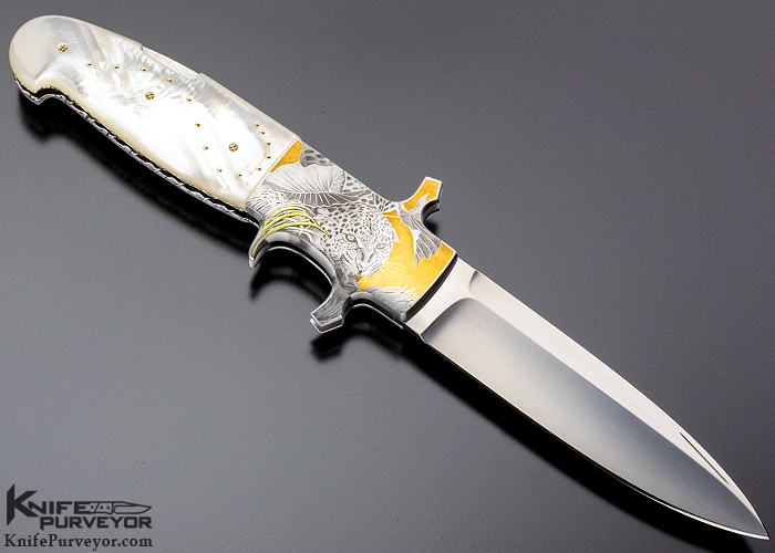 Fabrizio Silvestrelli Set of 2 Mother of Pearl Subhilt Lock-back Fighters Engraved by Creative Arts & Mario Terzi - Image 14