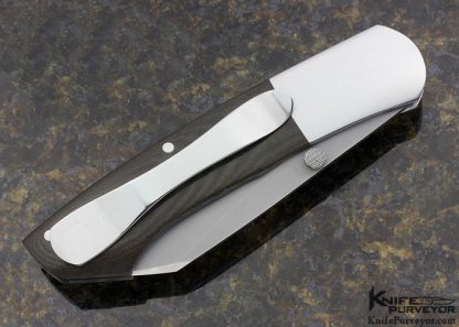 Mark Roe Custom Knife OD Green Linen Micarta Pocket Clip Combat Utility Selflock - Image 3