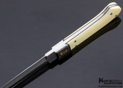 Tommy Lee Custom Knife Martin Butler Engraved Mammoth and Turkish Twist Damascus with Carved and Engraved Stainless Steel Boot Dagger - Image 6