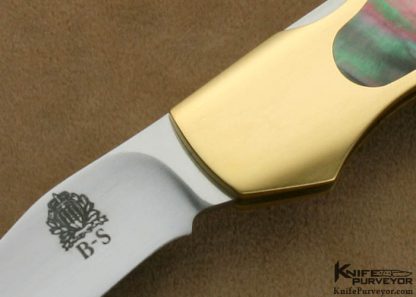 Jim Martin Custom Knife Gold and Blacklip Pearl Front Lock Folder - Image 2