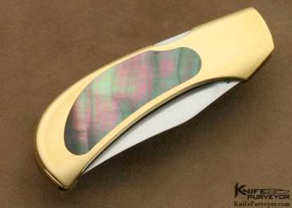 Jim Martin Custom Knife Gold and Blacklip Pearl Front Lock Folder - Image 3