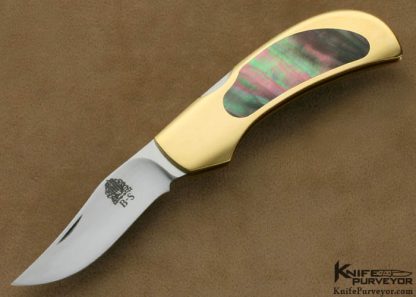 Jim Martin Custom Knife Gold and Blacklip Pearl Front Lock Folder