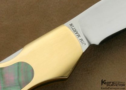 Jim Martin Custom Knife Gold and Blacklip Pearl Front Lock Folder - Image 4