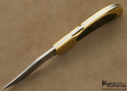 Jim Martin Custom Knife Gold and Blacklip Pearl Front Lock Folder - Image 5