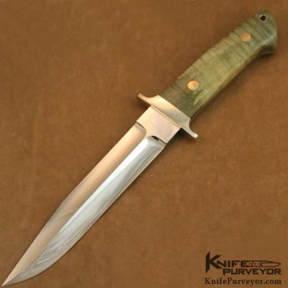 Masao Takahashi Custom Knife Green Dyed Burl Fighter