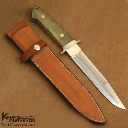 Masao Takahashi Custom Knife Green Dyed Burl Fighter - Image 3