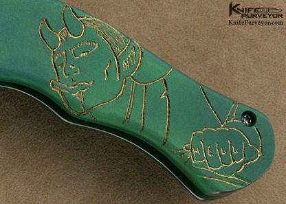 Matt Cucchiara Custom Knives Sole Authorship Carved Anodized Titanium Frame Lock Flipper - Image 3