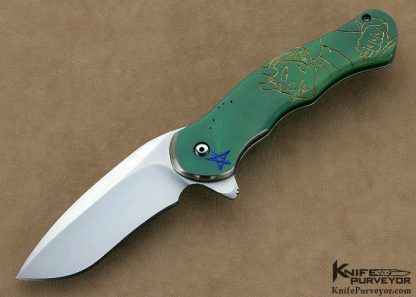 Matt Cucchiara Custom Knives Sole Authorship Carved Anodized Titanium Frame Lock Flipper