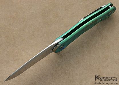 Matt Cucchiara Custom Knives Sole Authorship Carved Anodized Titanium Frame Lock Flipper - Image 5