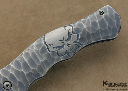 Matt Cucchiara Custom Knives Carved Anodized Titanium Skull Flipper - Image 3