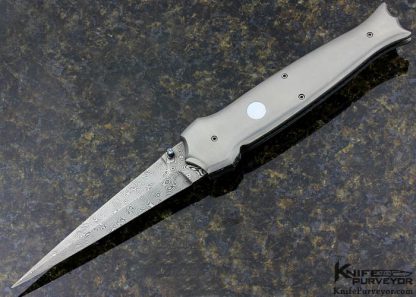 Matt Diskin Custom Knife Damascus & Titanium Button Release D/A Auto