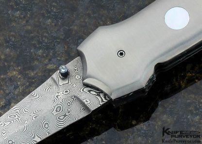 Matt Diskin Custom Knife Damascus & Titanium Button Release D/A Auto - Image 2