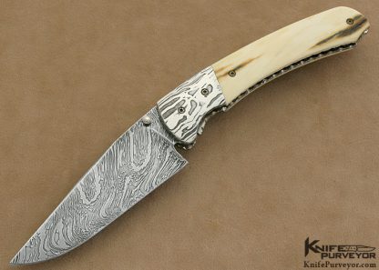 Matt Diskin Custom Knife Sole Authorship Damascus  Liner Lock