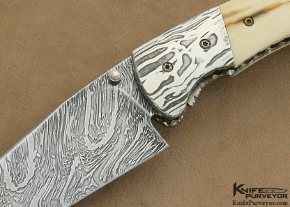 Matt Diskin Custom Knife Sole Authorship Damascus  Liner Lock - Image 2