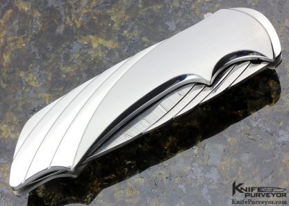 Matthew Lerch Custom Knife Fluted Damasteel & Fluted Steel Assisted Flipper Linerlock - Image 3