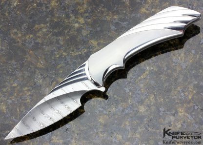 Matthew Lerch Custom Knife Fluted Damasteel & Fluted Steel Assisted Flipper Linerlock 12063