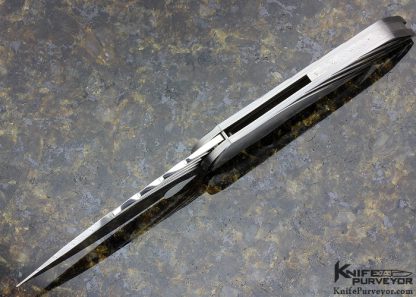 Matthew Lerch Custom Knife Fluted Damasteel & Fluted Steel Assisted Flipper Linerlock - Image 4