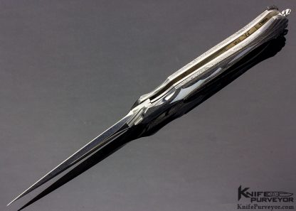 Matthew Lerch Custom Knife Mother of Pearl & Damascus "Paia Dagger" Double Action Automatic Credit Card Linerlock - Image 5