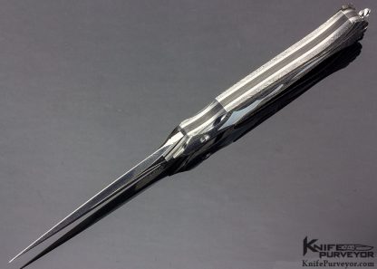 Matthew Lerch Custom Knife Mother of Pearl & Damascus "Paia Dagger" Double Action Automatic Credit Card Linerlock - Image 4