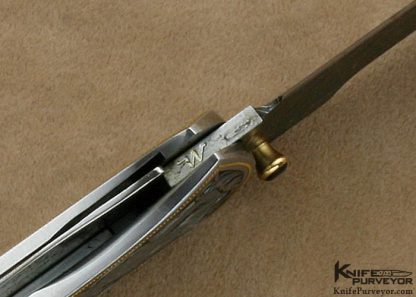Matthew Lerch Custom Knife Julie Warenski Engraved Black Lip Tahitian Pearl Shell Interframe "Richfield" D/A Linerlock - Image 10