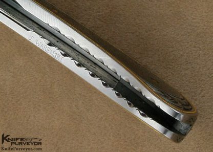 Matthew Lerch Custom Knife Julie Warenski Engraved Black Lip Tahitian Pearl Shell Interframe "Richfield" D/A Linerlock - Image 11