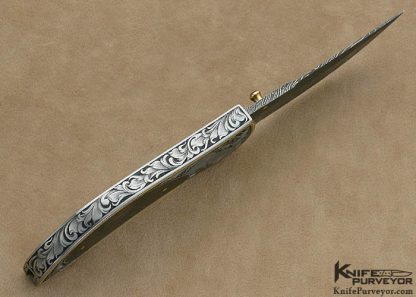 Matthew Lerch Custom Knife Julie Warenski Engraved Black Lip Tahitian Pearl Shell Interframe "Richfield" D/A Linerlock - Image 7