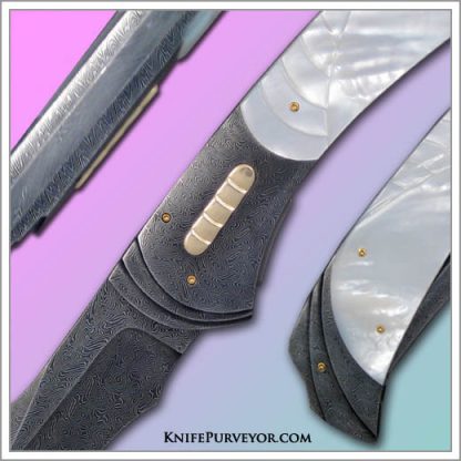 Matthew Lerch's Custom Knife: Jerry Rados Project Automatic in Mother of Pearl Automatic and Jerry Rados Turkish Twist Damascus - Image 2