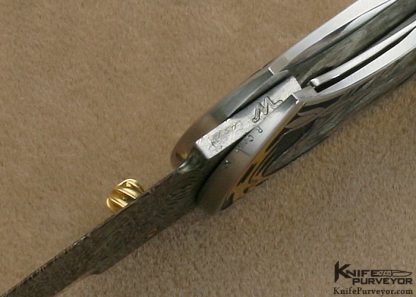 Matthew Lerch Custom Knife Ray Cover Jr. Engraved Black Lip Tahitian Pearl Shell Interframe "Richfield" D/A Linerlock - Image 10